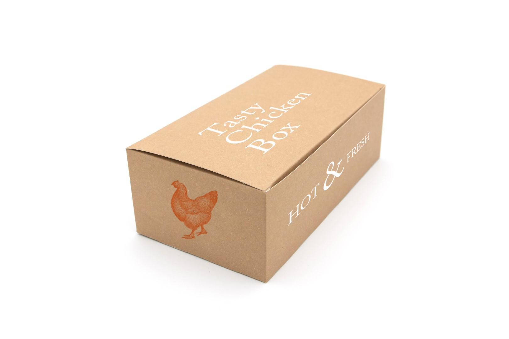 Large Kraft Chicken Box Printed Closed