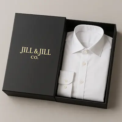 custom white shirt black box