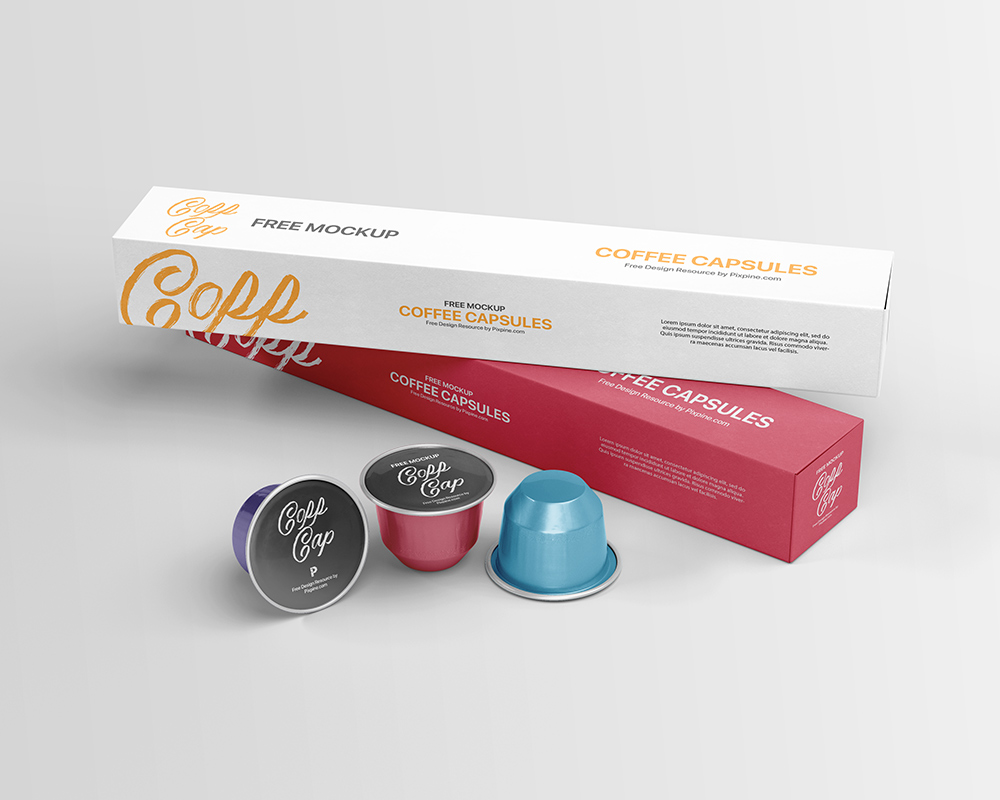 free coffee capsule packaging mockup