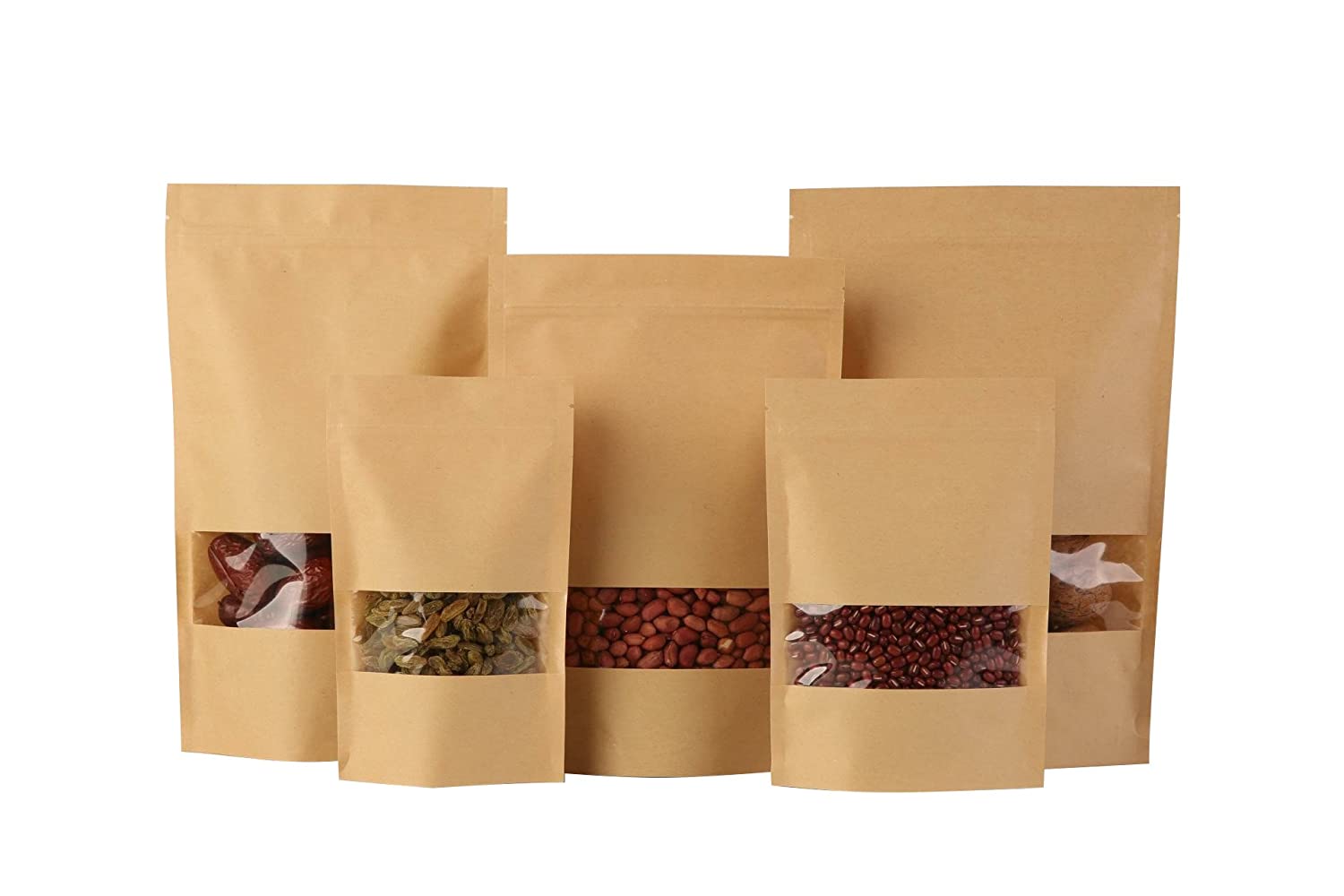 kraft Stand up pouches with window